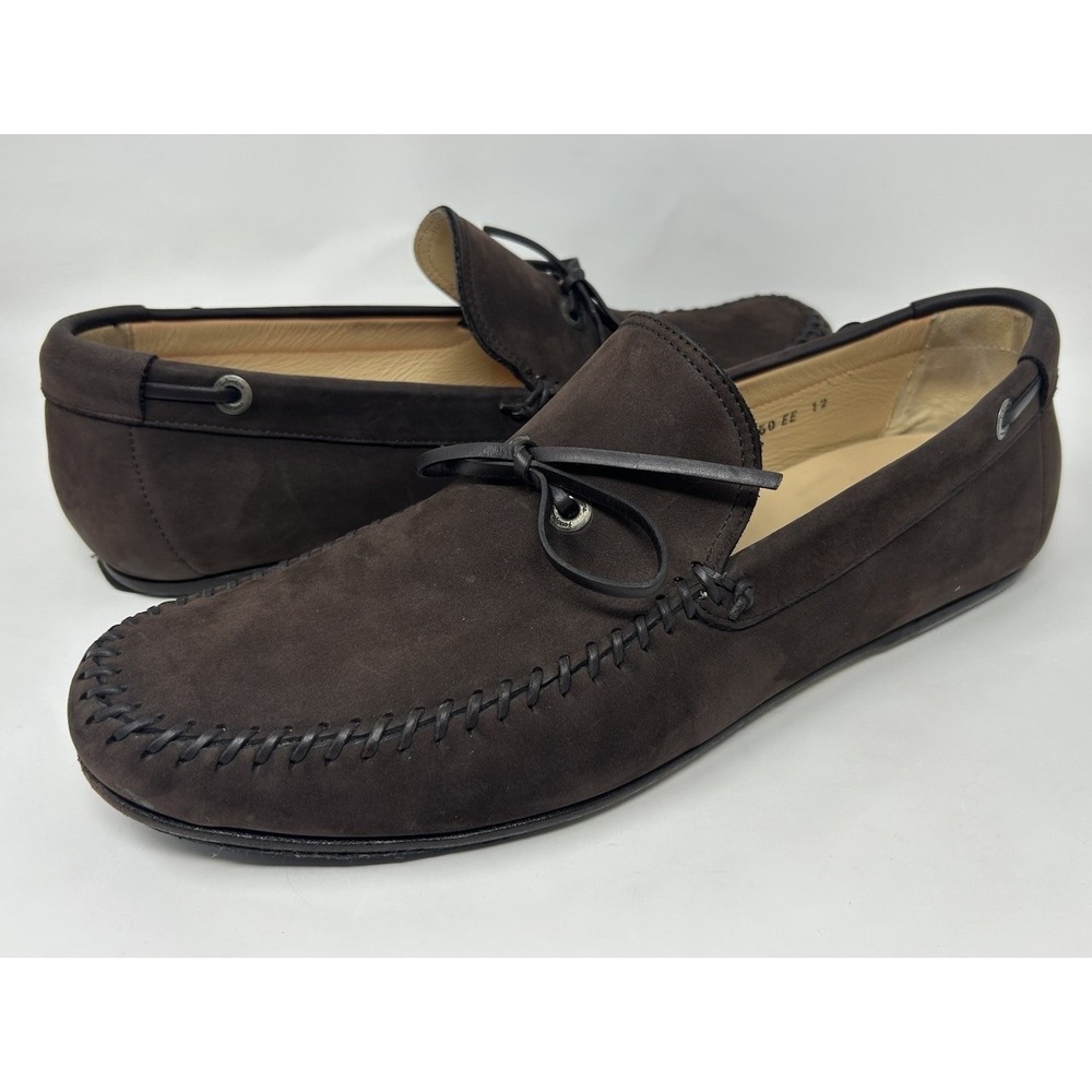 Salvatore Ferragamo Moccasin Driving Loafers Men's 12 EE Brown Suede UR 43050
